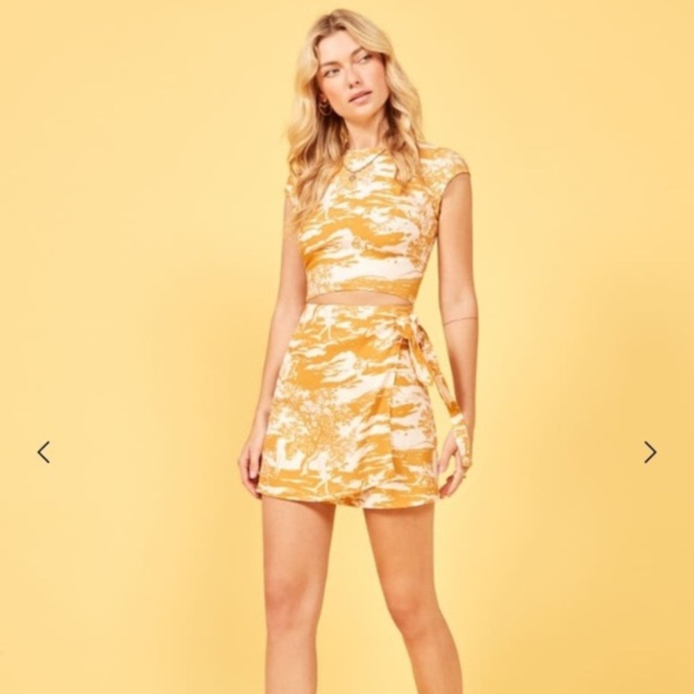 Reformation Yellow Mini Kittridge Dress